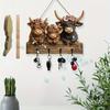 Подвеска в виде шотландской коровы, настенная деревянная ключница в деревенском стиле с 4 крючками, декоративная настенная полка с коровой для прихожей, коридора, фермерского дома