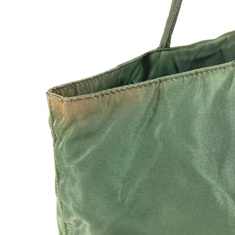 PRADA triangle logo plate Bag Tote Bag Shoulder Bag Nylon khaki