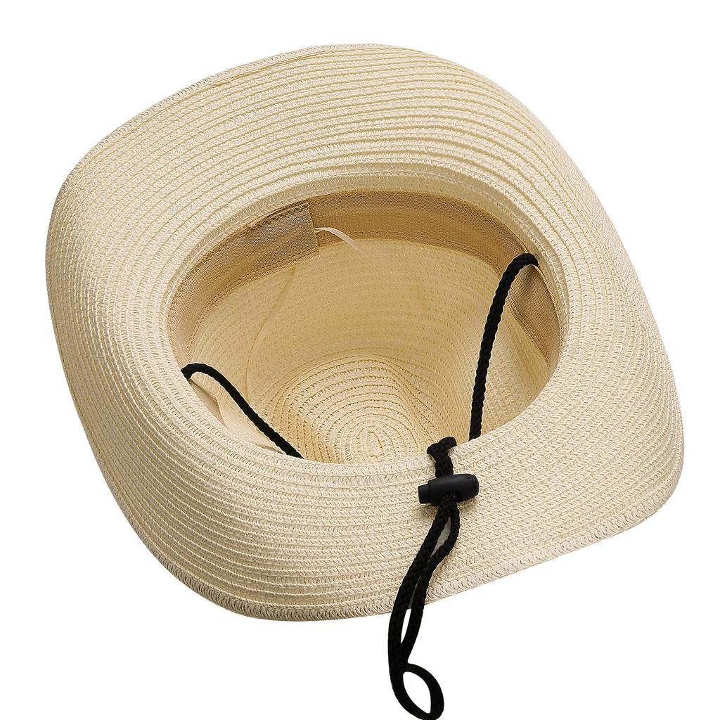 CLAPE Straw Hat with Wide Brim and Chin Breathable and Popular Cowboy Hat for Outdoor and the Beach Men's Strap, Quick-Drying, Activities, Cycling,