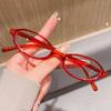 Women'S Retro Oval Glasses Girls Red Green Frame Glass Eyewear Decorative Computer Anti-Blue Eyeglasses Seaside Driving