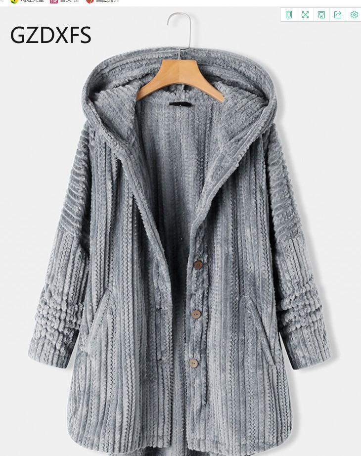 Qiu Dong New Fund Connects Hat Single Row Button Loose Leisure Temperament Long Sleeve Coat