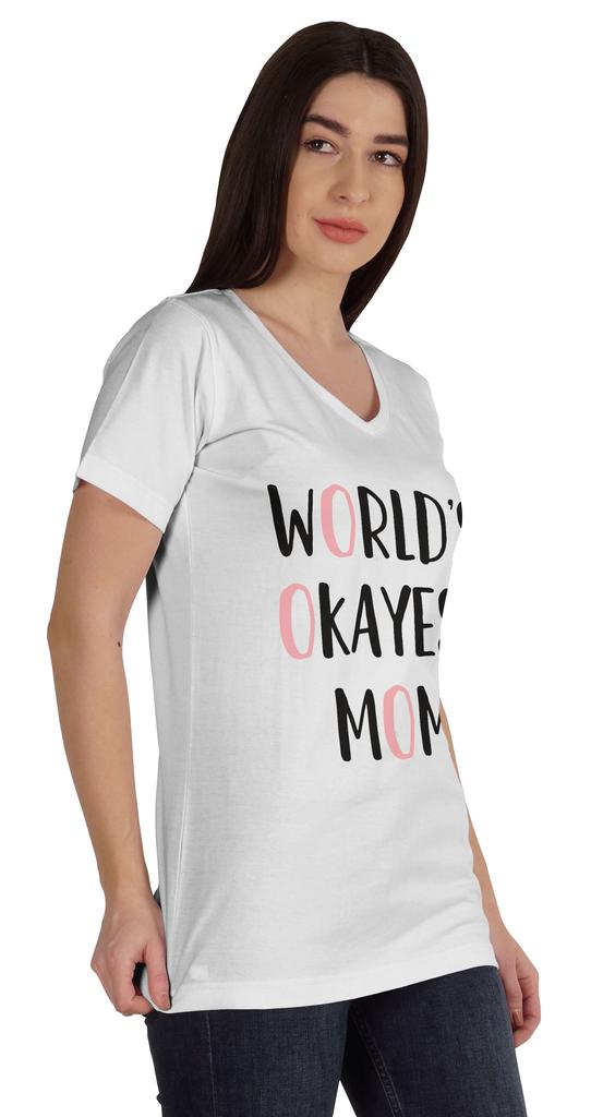 Inkmeso World  S Okayest Mom Graphic Tshirt Short Sleeve Mother  S Day Gift