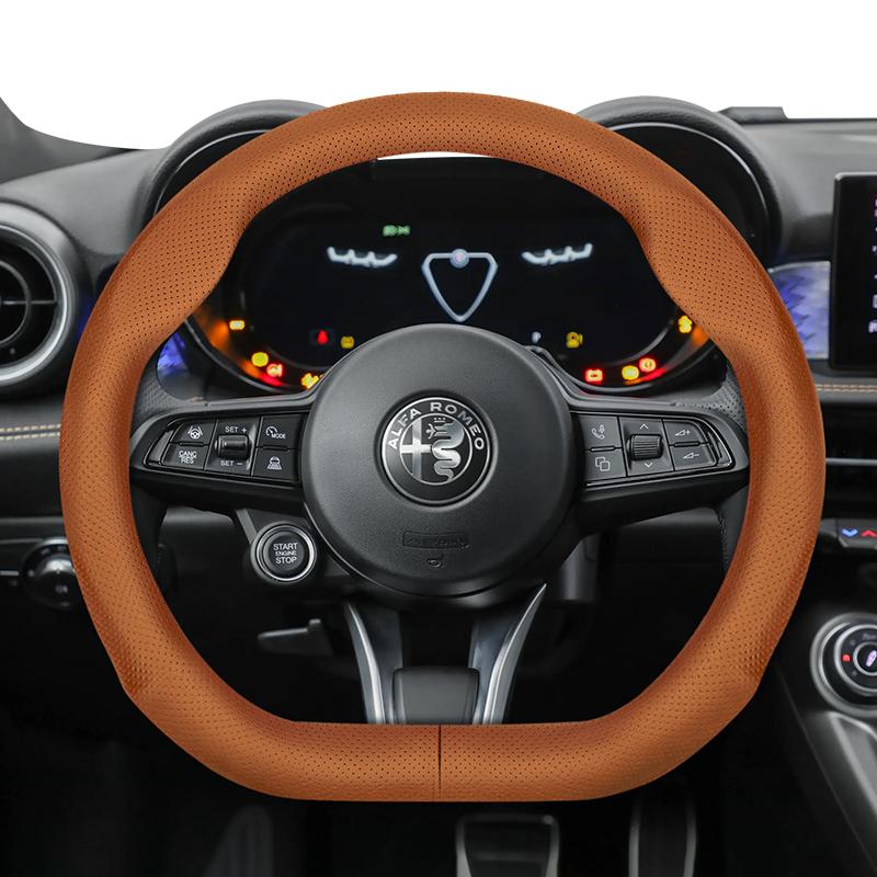 hvcm1 Suitable for Alfa Romeo Ultra-Thin Breathable Leather Steering Wheel Cover Suitable for 159 147 Gt Giulietta Mito Giulia