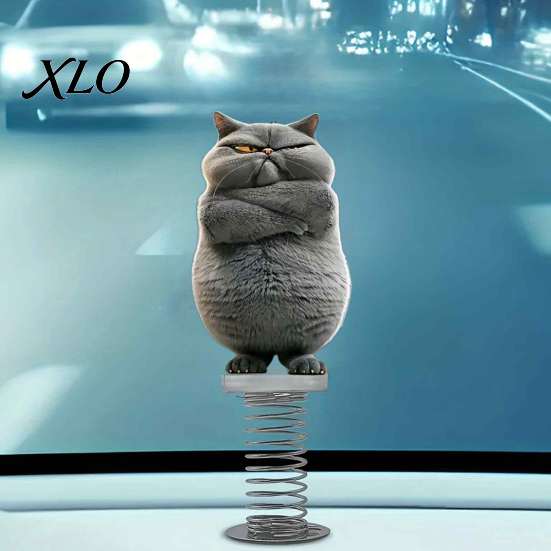 Decorative Figures for Car Center Consoles Cute Cat/Dog Dashboard Ornaments, 2D Flat Acrylic Decorations Spring Swaying Ornaments with Self