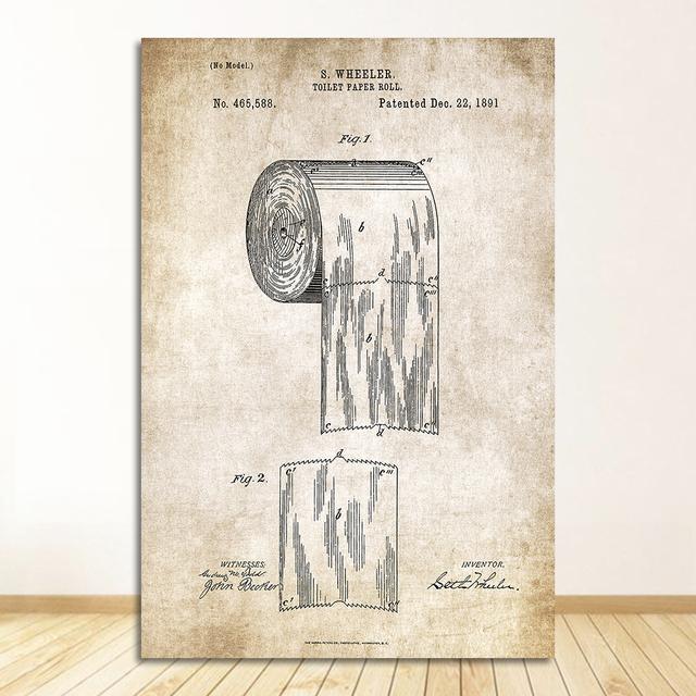 Бумажный патентный плакат, винтажный холст с принтом, настенная художественная картина, современное украшение для ванной комнаты, индустриальный стиль, зубная паста, туалет