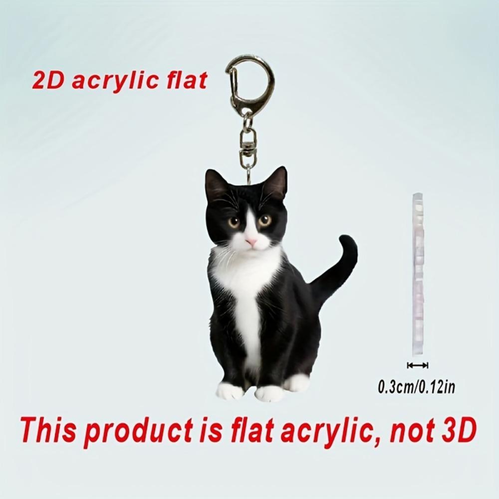 Черно-белый брелок в виде кота в смокинге, 2D акриловая подвеска в виде кота, толщина 0,12 дюйма, двухсторонний дизайн, брелок в виде животного для рюкзака и подарка.