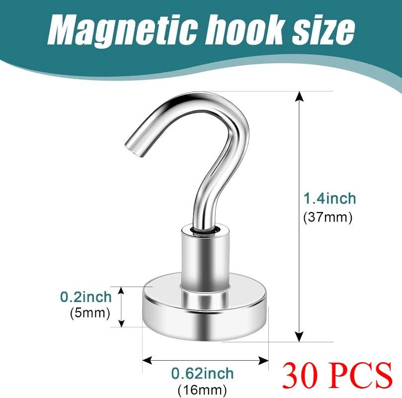 ZEXEF Multi Purpose Metal Strong Magnetic Storage Hooks for Door Kitchens Refrigerators and Garage Walls Storage Hooks