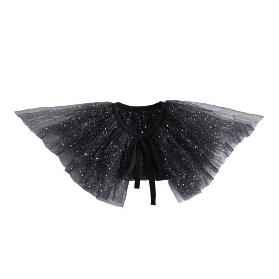 Victorian Retro Mesh Neck Ruff Collar Glitter Layered Ruffle Fake