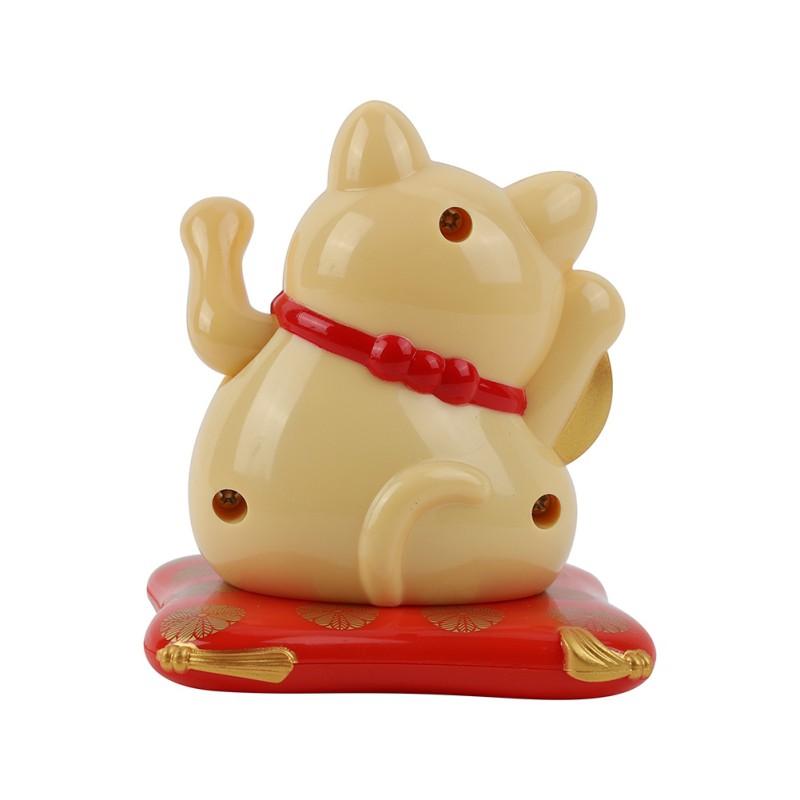 Solar Powered Lucky Cat Waving Arm Chinese Lucky Cat Welcoming Beckoning Fortune Cat Figurines Home Office Decoration