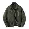 Men's Solid Color Zipper Lapel Retro Jacket Casual Sports Fashion Workwear Coat