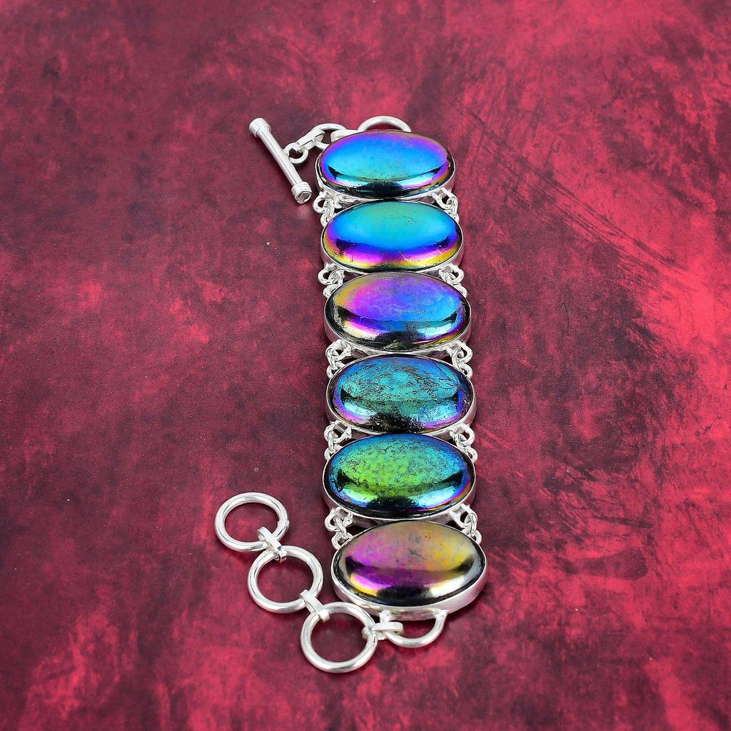 Ювелирные изделия из лабрадорита Aura Flash, Ювелирные изделия-браслет из стерлингового серебра 925 пробы, Ювелирные изделия из лабрадорита ручной работы, Браслет из натурального драгоценного камня для женщин