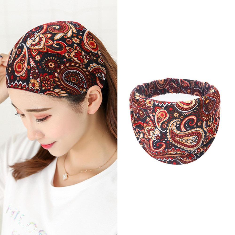 Хлопковая широкая повязка на голову Бохо повязка для волос Стильный головной убор для умывания лица, макияжа, йоги, тренировок