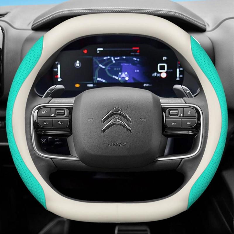 Leather Car Steering Wheel Cover for Citroen C4X C5X C5 Aircross e-Berlingo C4 2021 2022 2023 2024 Auto Interior Accessories