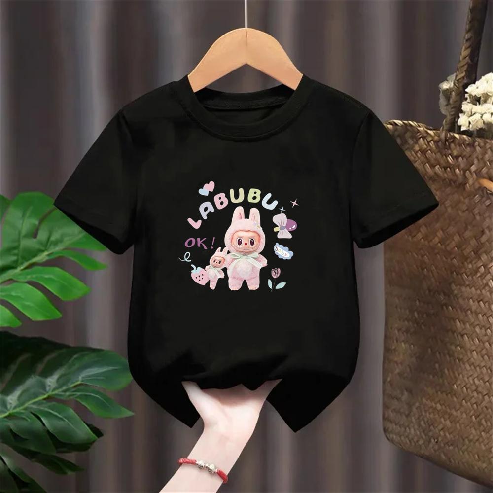 T-shirt Suitable for Labu Doll Print Boys Girls Top 3-12 Age Toddle T-shirts Summer Casual Short Sleeve Fashion Clothing