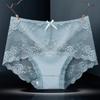 Women Underpants Hollow Out Super Breathable Soft Solid Color Mid Waist Anti-septic Elastic Flower Embroidery Lace