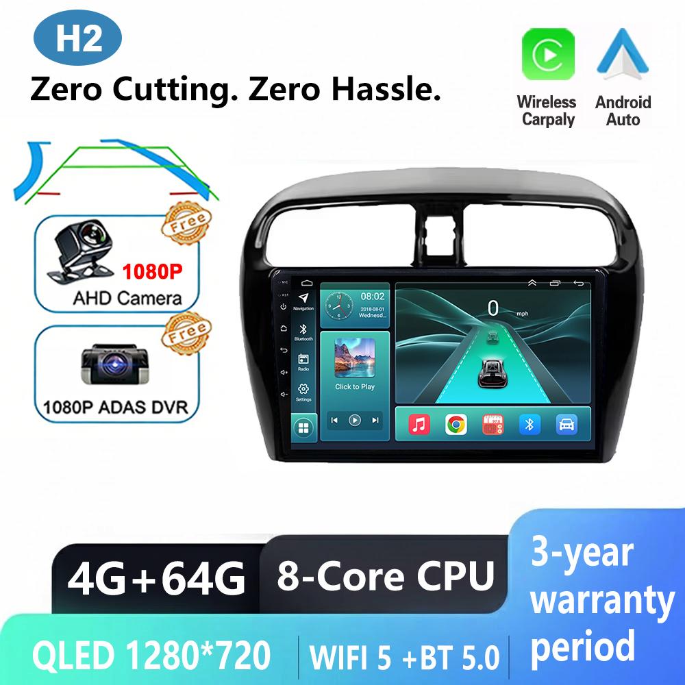 Android 16 For Mitsubishi Mirage 6 Attrage 2012-2018 Car Radio Multimedia Player GPS Navigation Carplay android Auto QLED Screen
