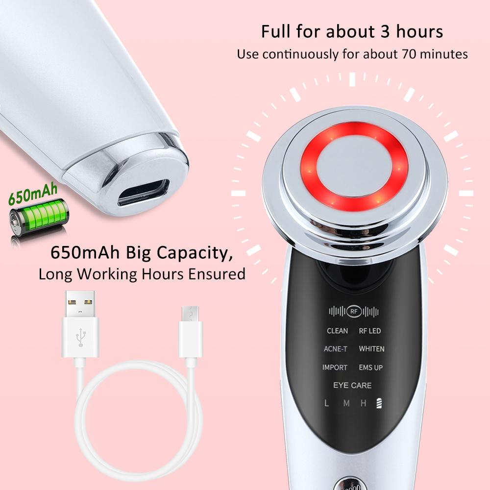 7-в-1 Радиочастотный EMS Массажер для Лица Инструменты для Ухода за Кожей Лифтинг Лица Многофункциональное Укрепляющее Устройство Омоложение Кожи Удаление Морщин Красота Лица