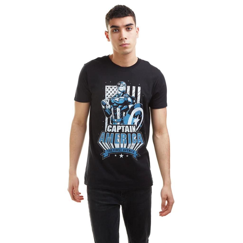 Captain America Mens The First Avenger Flag T-Shirt