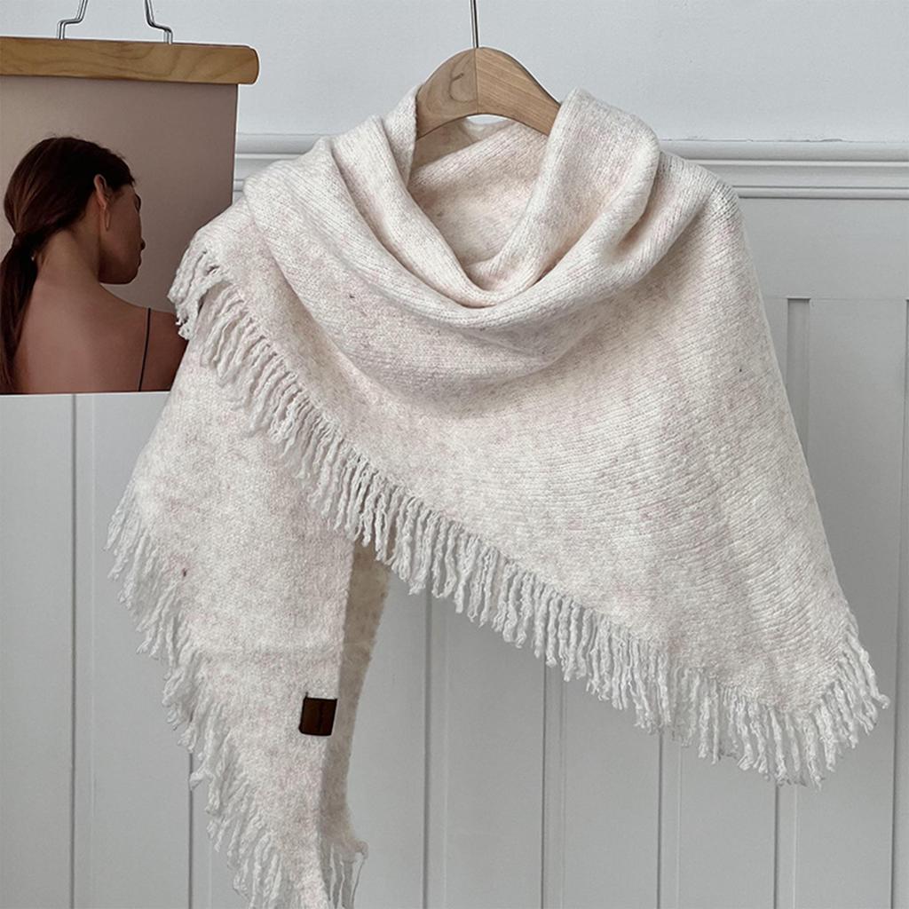 New Ladies Knitted Scarf Fashionable Wool Shawl Winter Warm Women Versatile Scarf High-end Sense Solid Color Tassel Scarf