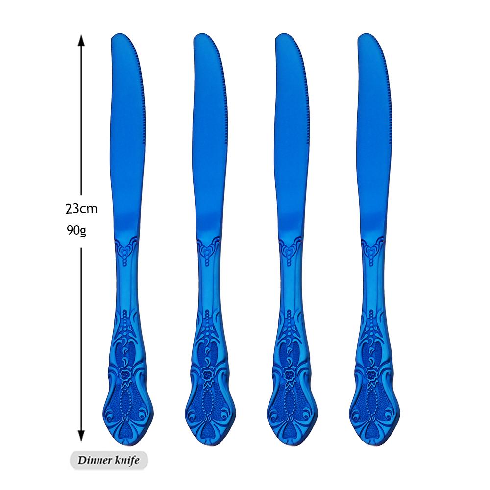 Синий кухонный набор посуды, столовая посуда из нержавеющей стали, нож, вилка, ложки, столовые приборы, длинная ложка для льда, вилка для торта, набор чайных ложек, ужин
