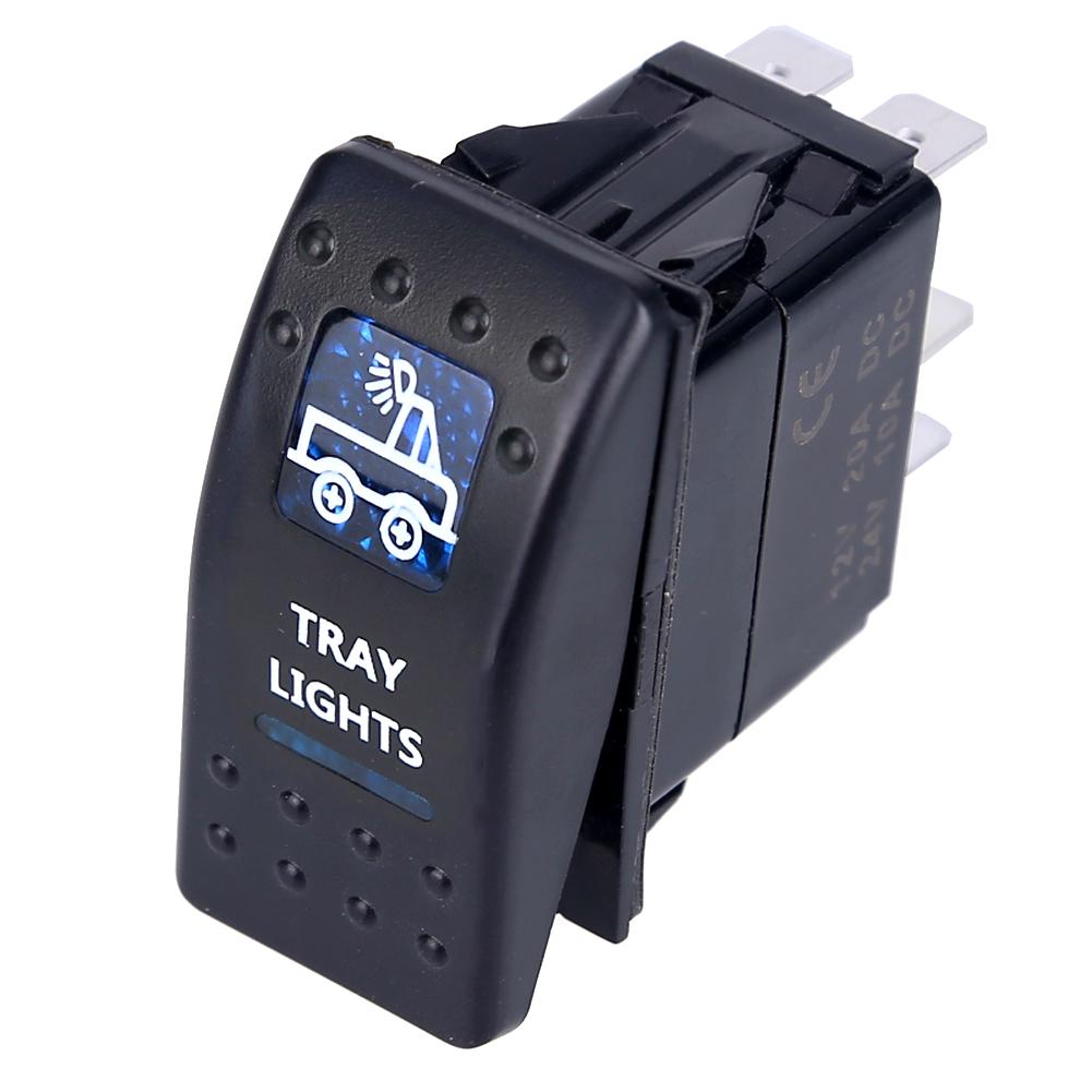 Car Switch Boat Truck Light Led Toggle Switch 5pin Waterproof 12/24V Bar Style Blue Toggle Rocker Reverse Rear Light Switch