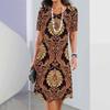New Luxury Ethnic Print Dresses For Women's Elegant Midi Dresses Summer Female Short Sleeve Dress Fashion Oversized Clothes