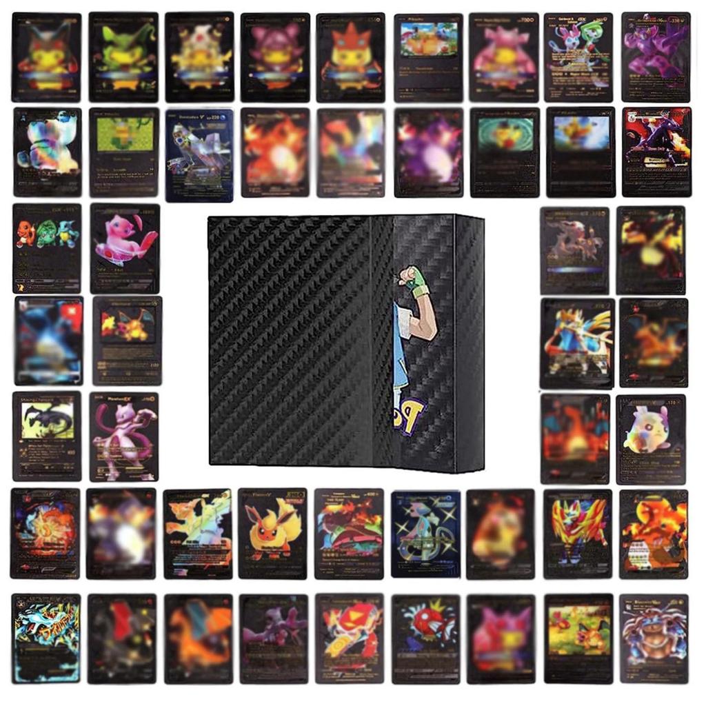 55 карт TCG в ассортименте из золотой фольги, карты GX V-Vmax DX Charizard, обычные/необычные карты, коллекция карт V-max