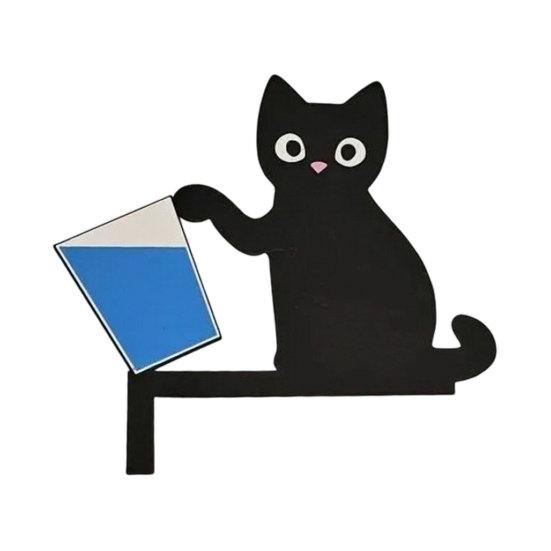 Причудливые домашние акценты Деревянная мультяшная кошка Подвеска на дверную коробку, Милый черный Угловой Очаровательный Декор для прихожей Украшение, Декоративная наклейка на стену для фото