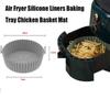 Силиконовые вкладыши для фритюрницы, противень для выпечки, коврик для корзины с курицей, силиконовый горшок для фритюрницы, круглая фритюрница с антипригарным покрытием, кухонные аксессуары