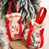 Christmas Velvet Gift Bag Santa Drawstring Bag Candy Apples Handle Bag Christmas Tree Hanging Decoration New Year Christmas Gift