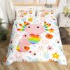 Axolotl Duvet Cover Set Pink Newt Wildlife Comforter Cover With Pillowcases Cartoon Octopus Animal Kawaii Style Twin Quilt Cover