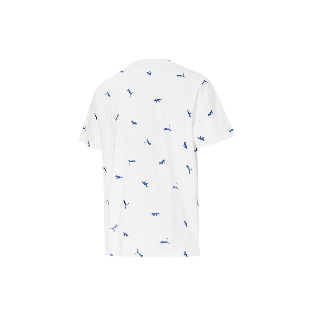 Puma Футболка X Maison Kitsune Aop с вышитым логотипом, спортивные мужские топы с круглым вырезом и короткими рукавами, белые 530436-02