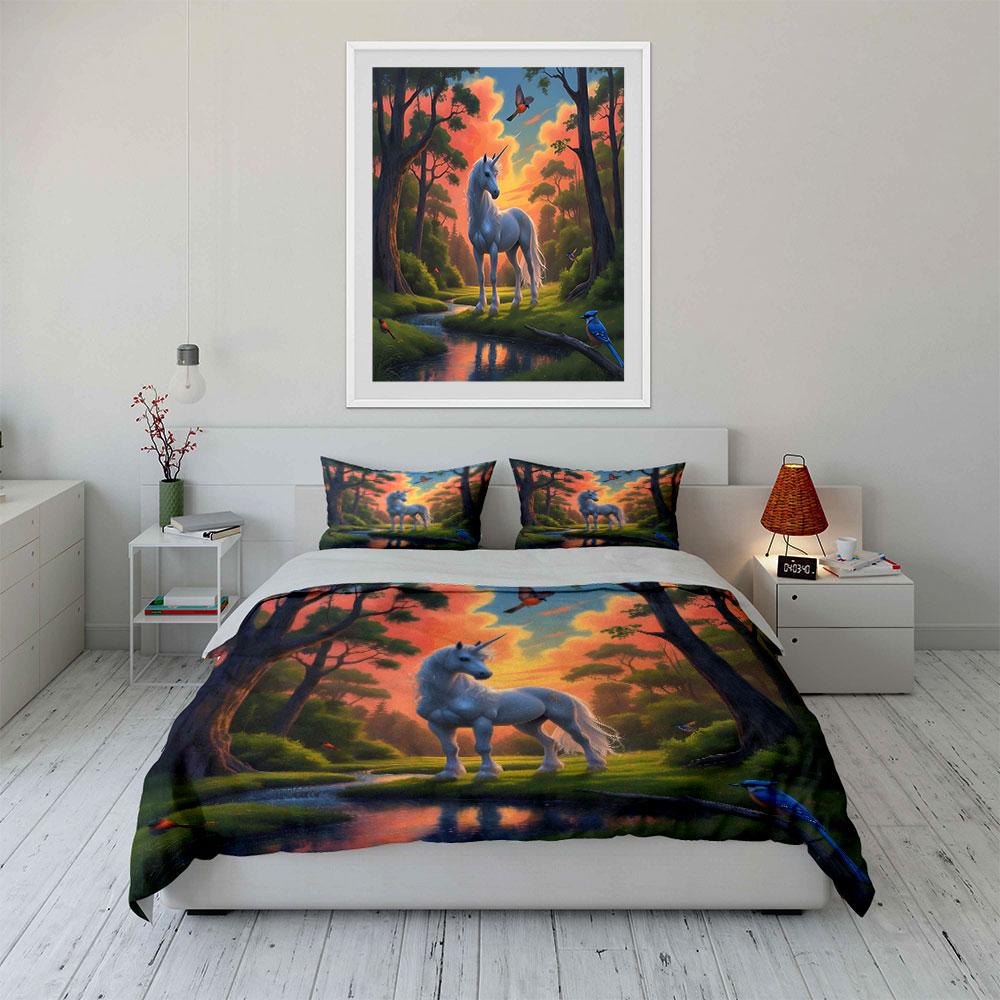 "Enchanted forest dreamscape." Bedding sets Duvet covers Pillowcases(1* Duvet Cover 2* Pillowcases without duvet insert)