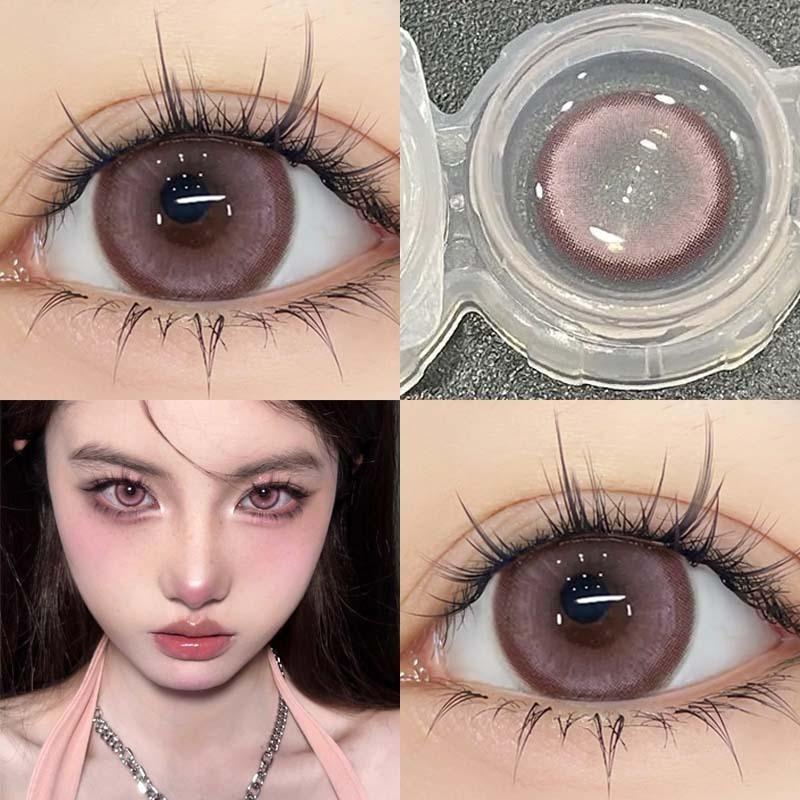 Контактные линзы MillCreek 2 шт., градуированные 0,00~-8,00, розовые и коричневые, натуральные контактные линзы для годового использования, 14,5 мм