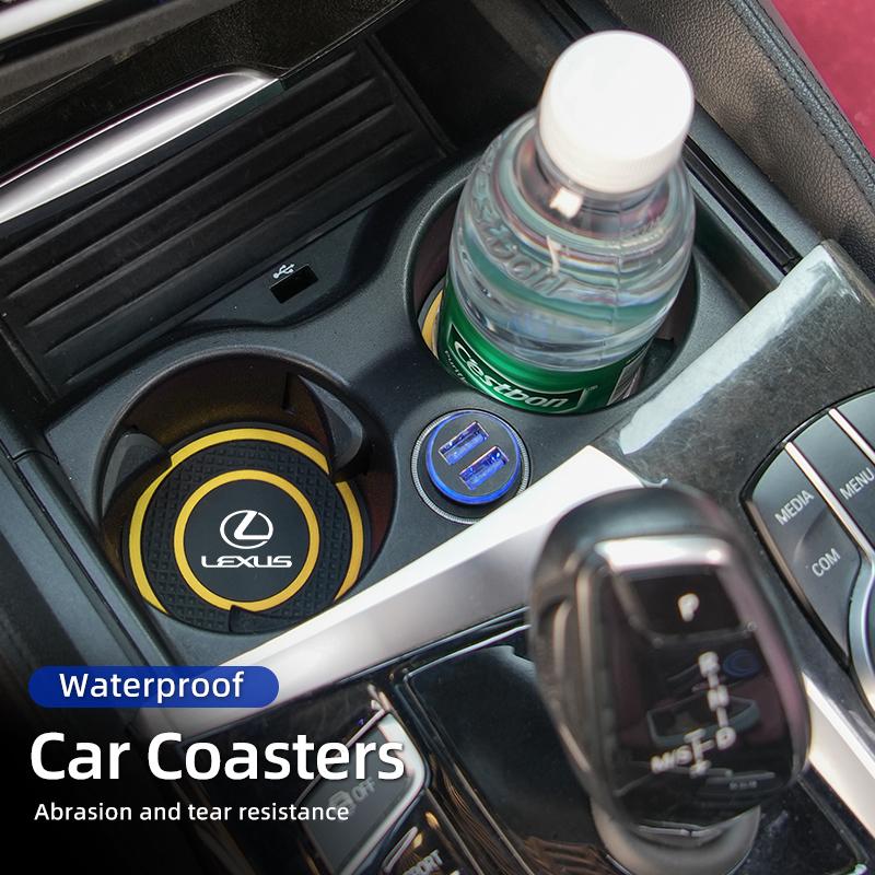 WDM2 2026 Hot Interior Stickers 2pcs Car Cup Holder Non-Slip Cup Coaster Silicone Pad Mat Auto Accessories For Lexus CT ES GS NX IS25