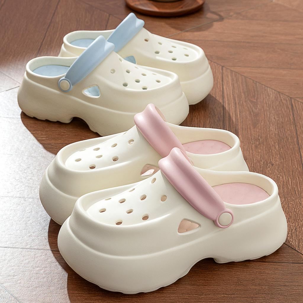 Платформа Женские Сабо Обувь Летние Пляжные Сандалии на Толстой Подошве Модные Удобные Сабо Для Дома и Улицы Женские Обувь с Отверстиями