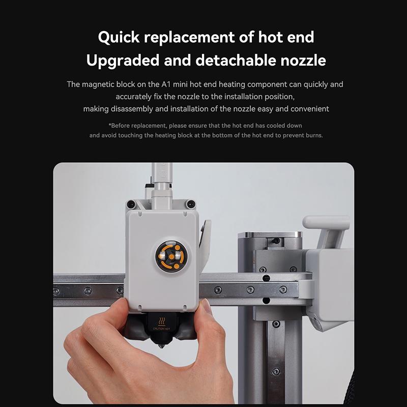 For Bambu Lab A1 mini Hotend Kit with 0.2/0.4/0.6/0.8mm Hardened steel Nozzle For Lab A1 Replace Hotend Kit For Bambu Hotend kit