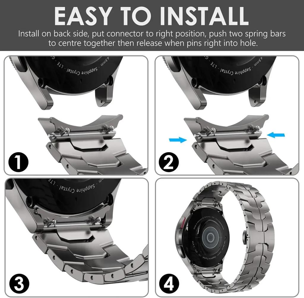 Stainless Steel Strap for Samsung Galaxy Watch 7 6 5 4 Classic 47mm 43mm 42 46mm 45mm No Gaps Metal Band 40mm 44mm Link Bracelet