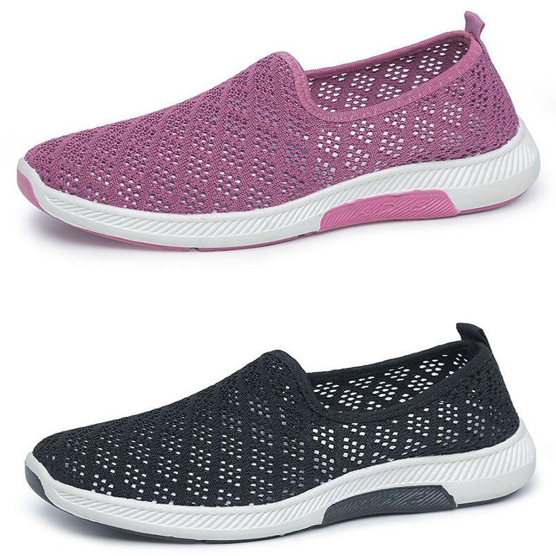 Обувь Старая Пекинская тканевая обувь Мягкая подошва Нескользящая обувь для спорта и отдыха с одним стременем Обувь для матерей среднего и пожилого возраста Удобная обувь с сеткой