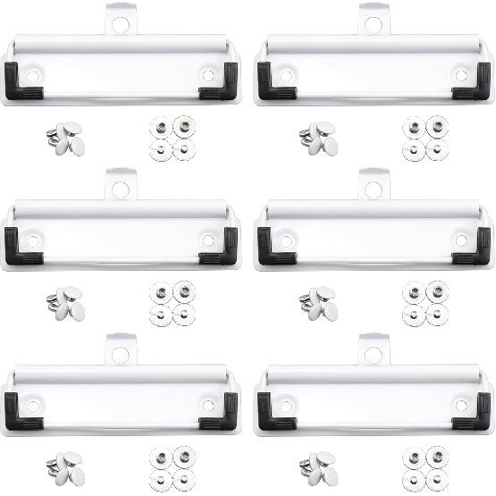 6 Pack Black Metal Clipboard Clips, 4.72" (12cm) Mountable Stainless Steel Clipboard Hardware with Rubber Grip and Hanging Hole for Document File
