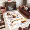 Teddy Bear Theme Crystal Velvet Rug Personalized Custom Name Text Soft Floor Mat Home Decor