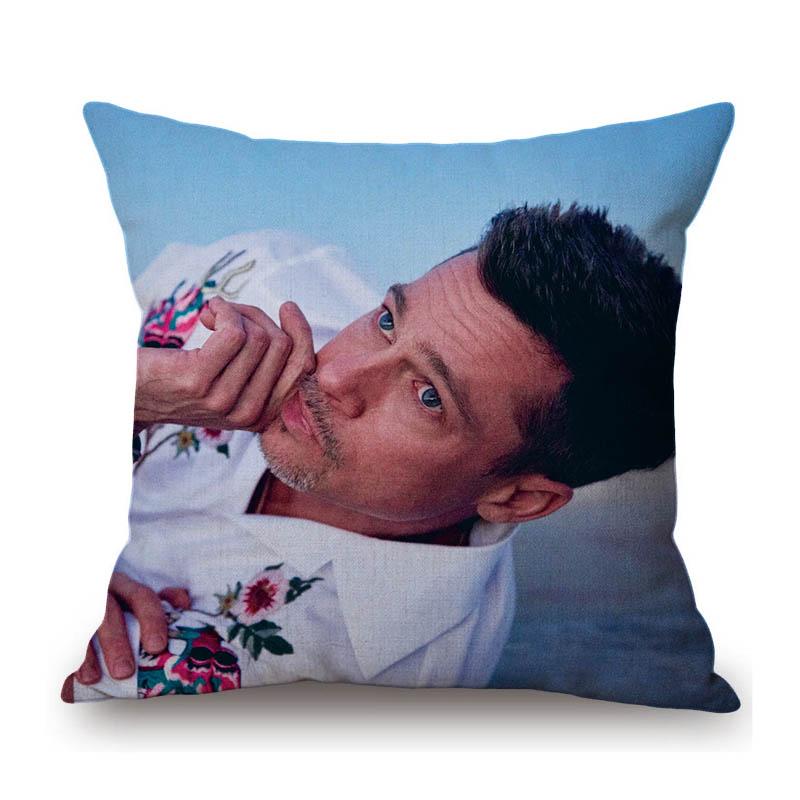 Sexy Handsome Super Star Brad Pitt Muscle Man Fans Gift Cotton Linen Sofa Throw Pillow Case Home Decoration Art Cushion Cover