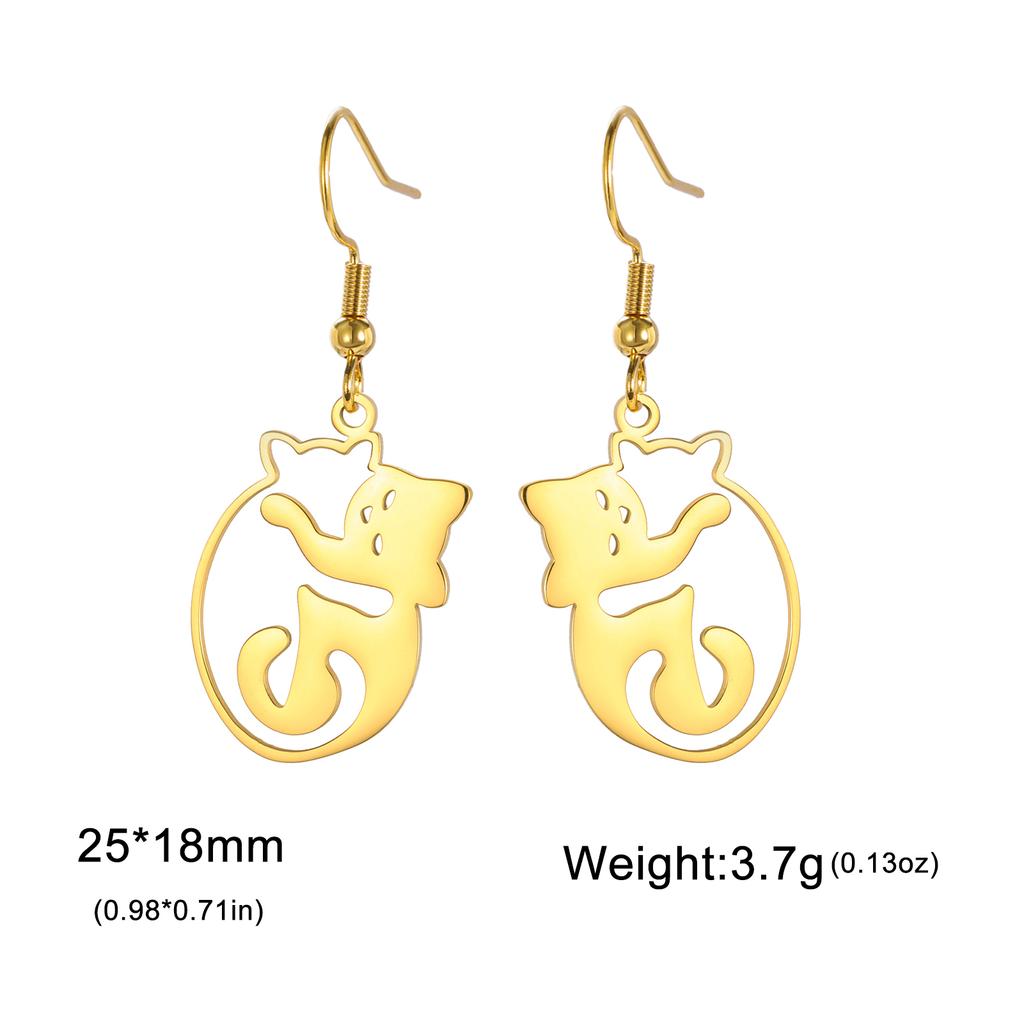 Cazador Hugging Cats Kittens Earrings for Women Stainless Steel Cute Dog Dangle Earrings 2026 Trend Jewelry Birthday Gift