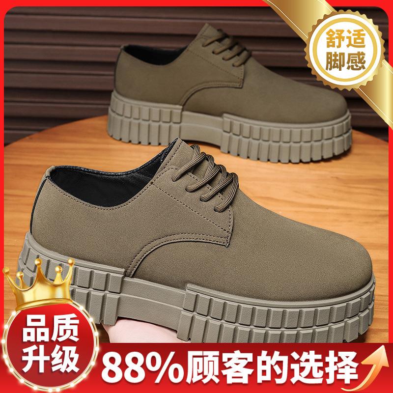Men's Shoes New 2025 Spring Sports and Leisure Retro British Style Trend Versatile Platform Men's Tooling Shoes