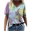 Женская новинка 2025 года, летняя свободная футболка с короткими рукавами и V-образным вырезом с принтом Map&American 3D