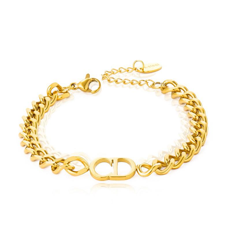 European & American Titanium Steel Jewelry Set: CD Necklace, Bracelet, & Ring - Classic, Stylish, Hot-Selling Design.