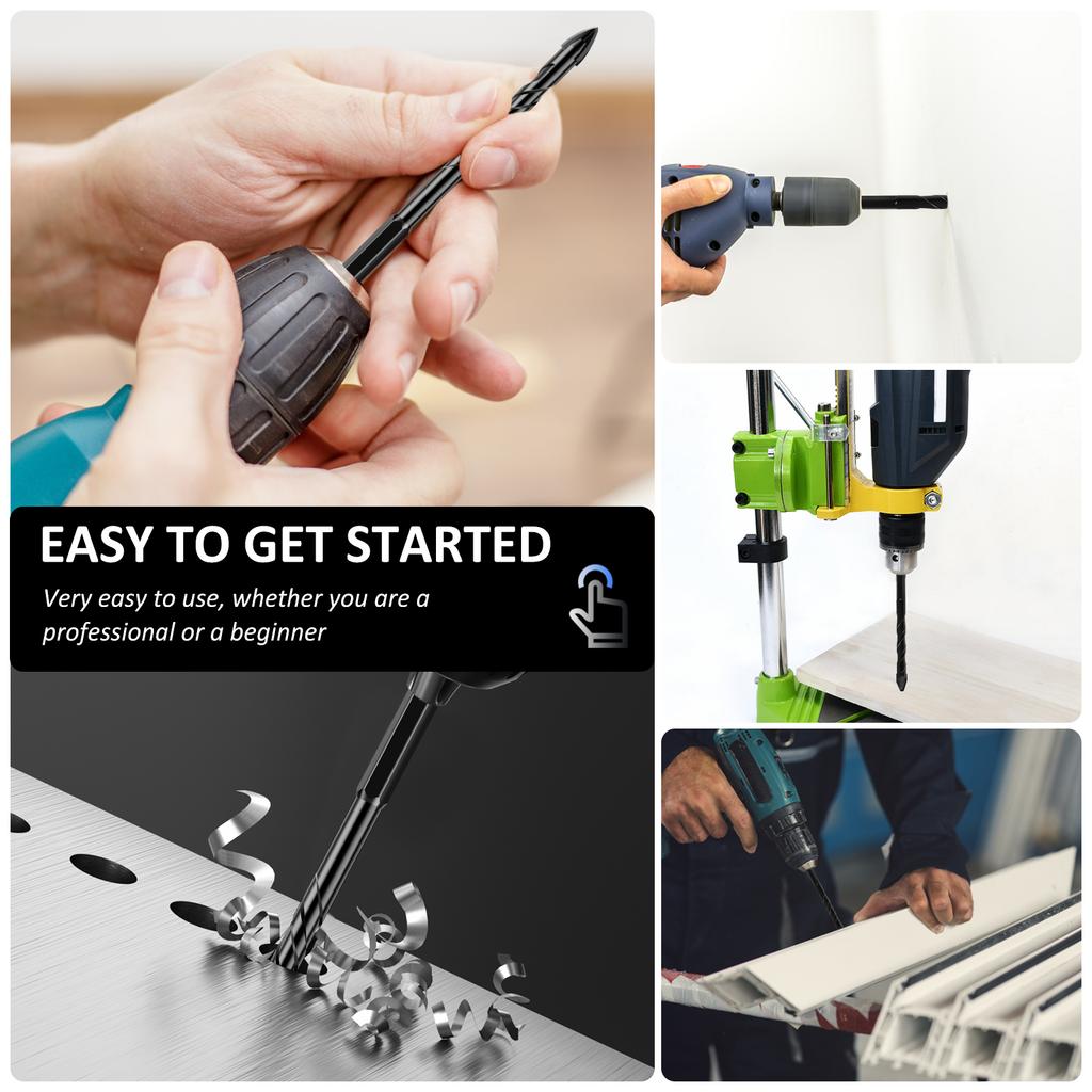 7pcs Cross Hex Tile Drill Bits 3-12mm Glass Concrete Ceramic Hole Opener Drill Bit Tungsten Carbide Drilling Tools Woodworking