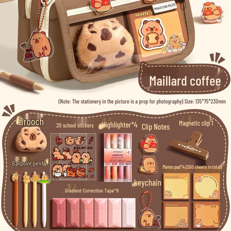 Капибара Прозрачный пенал большой вместимости, грязеотталкивающий, милый и стильный для учеников средней школы