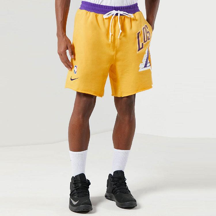 Nike Лос-Анджелес Лейкерс Баскетбольные спортивные повседневные дышащие шорты Мужские плавки Желтые DB1956-728