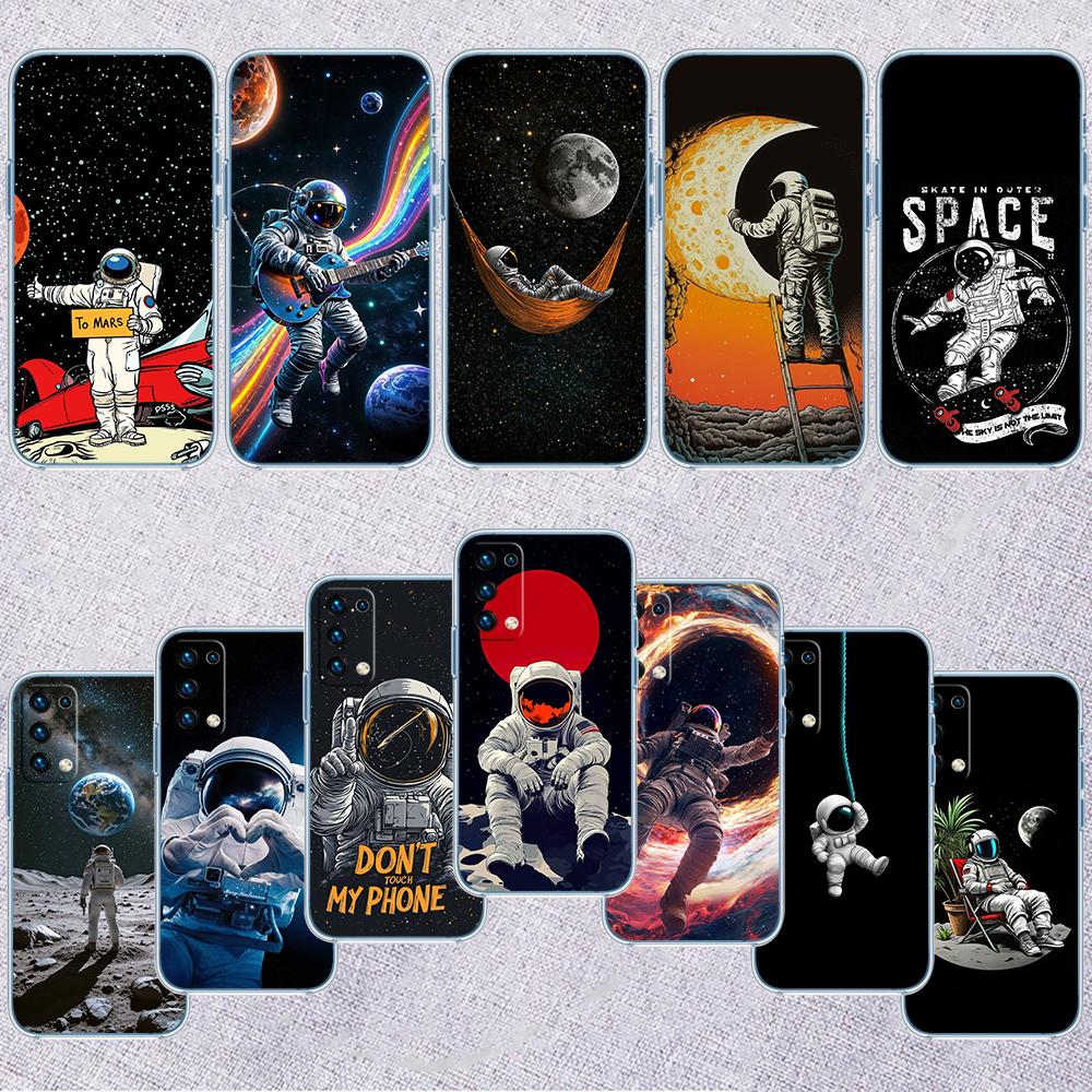 Astronaut Space Moon Transparent Phone Case for Motorola Moto Edge 20 30 40 50 S30 Fusion Ultra Pro Neo Lite + G200 G23
